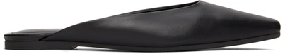 Hugo Boss Nappa-leather Flat Sabots With Monogrammed Outsole- Black Women's Pumps Size 8