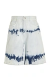 Stella Mccartney Denim Bermuda Shorts With Tie-dye Effect - Atterley In Light Wash