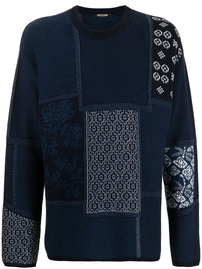 Roberto Cavalli Patchwork-effect Sweatshirt In Blue