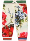 Dolce & Gabbana Floral-print Cotton Track Trousers In White