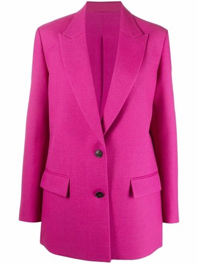 Valentino Double Compact Drill Wool Single-breasted Blazer In Full Pink
