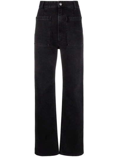 Mm6 Maison Margiela High Rise Straight Cotton Denim Jeans In Blue