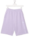 Mm6 Maison Margiela Logo-embroidered Cotton Track Shorts In Purple