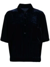 Rta Velvet-effect Oversize Polo Shirt In Blue