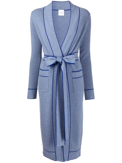 Madeleine Thompson Lynx Knitted Long Cardigan In Blue