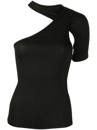 Rta Azalea Rib Cutout One-sleeve Top In Black