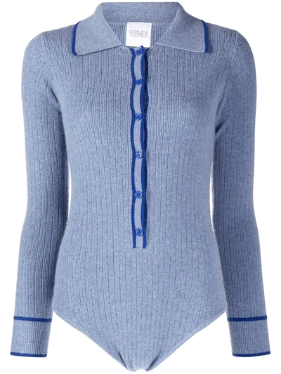 Madeleine Thompson Sagitta Knitted Bodysuit In Blue