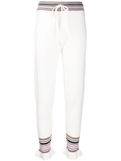 Madeleine Thompson Aquarius Ruffled Knit Cashmere Joggers In Ivory