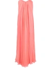 Alexander Mcqueen Strapless Draped Silk Dress In Pink