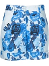 P.a.r.o.s.h Floral-print High-waisted Shorts In Blue