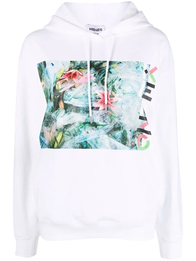 Kenzo Abstract-pattern Print Hoodie In White