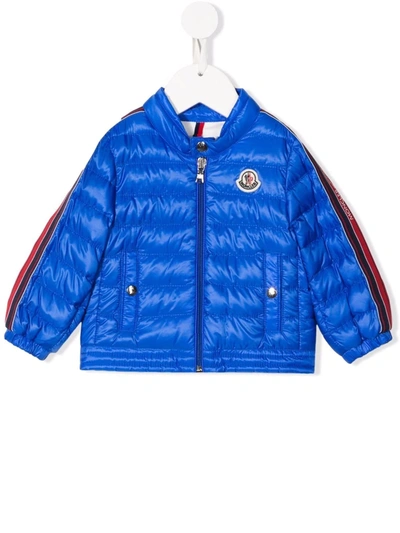 Moncler Babies' Padded Logo-patch Jacket In Blue