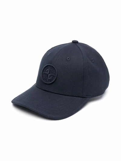 Stone Island Junior Kids' Logo-patch Cotton Cap In Blue