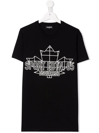 Dsquared2 Teen Logo-print T-shirt In Black
