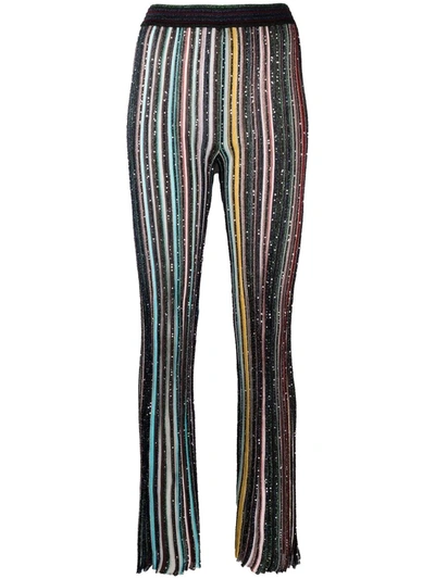 Missoni Metallic Striped Paillette Straight-leg Trousers In Neutral