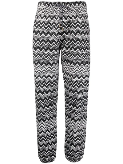 Missoni Crochet-knit Wide-leg Trousers In Schwarz