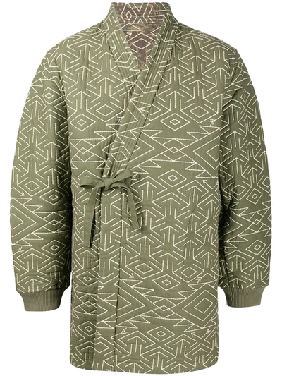 Maharishi Reversible Padded Wrap Jacket In Green