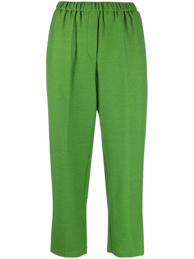 Christian Wijnants Peruna Textured Cropped Trousers In Green