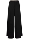 Stella Mccartney Black Palazzo Trousers With Logoed Band In Black