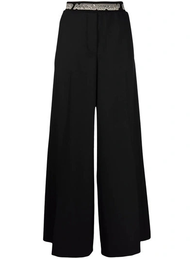 Stella Mccartney Black Palazzo Trousers With Logoed Band