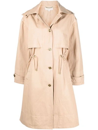 Michael Kors Washed Hooded Trench In Verde