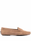 Tod's Pink Gommino Loafers In Suede Woman In Brown