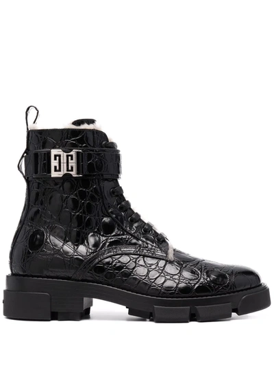 Givenchy Black Terra Shearling-lined Combat Boots