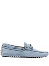 Tod's Gommino Driving Nubuck Loafers In Light Blue