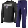 CONCEPTS SPORT CONCEPTS SPORT PURPLE/HEATHERED CHARCOAL NORTHWESTERN WILDCATS METER LONG SLEEVE T-SHIRT & PANTS SLE