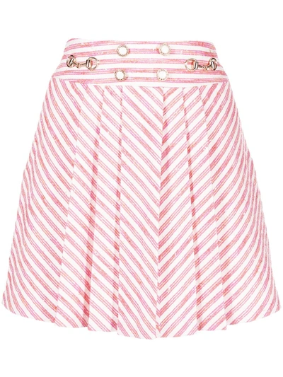 B+ab Striped Pleated Mini Skirt In Rosa