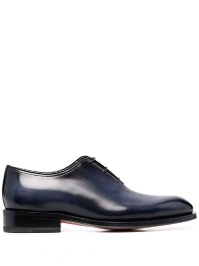 Santoni Lace-up Leather Derby Shoes In Gray