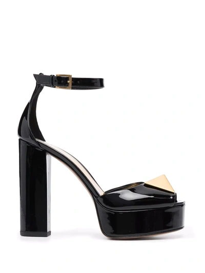 Valentino Garavani Roman Stud Heeled Sandals In Black