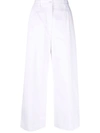 Dolce & Gabbana Logo-buttons Wide Leg Cropped Trousers In Weiss
