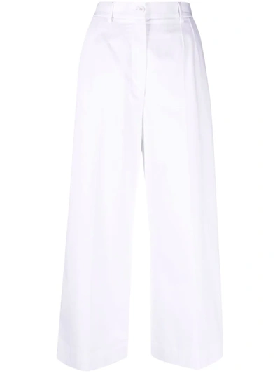 Dolce & Gabbana Logo-buttons Wide Leg Cropped Trousers In White