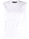 Dolce & Gabbana Floral Embroidered Cutout Sleeveless Top In Weiss