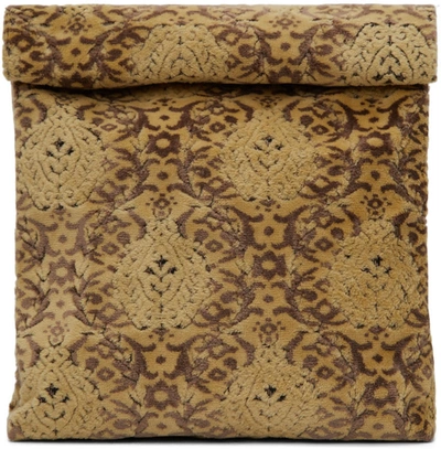 Undercover Yellow & Brown Brocade Pouch In Yellow Base