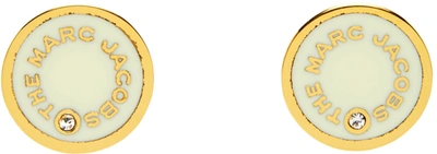Marc Jacobs Gold & Off-white 'the Medallion' Stud Earrings In Cream
