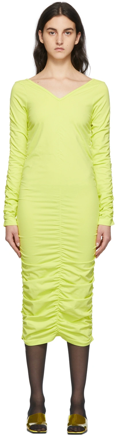 Helmut Lang Ruched Long Sleeve Body-con Dress In Nocolor