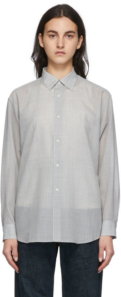 Auralee Grey Wool & Silk Sheer Shirt In Top Gray | ModeSens