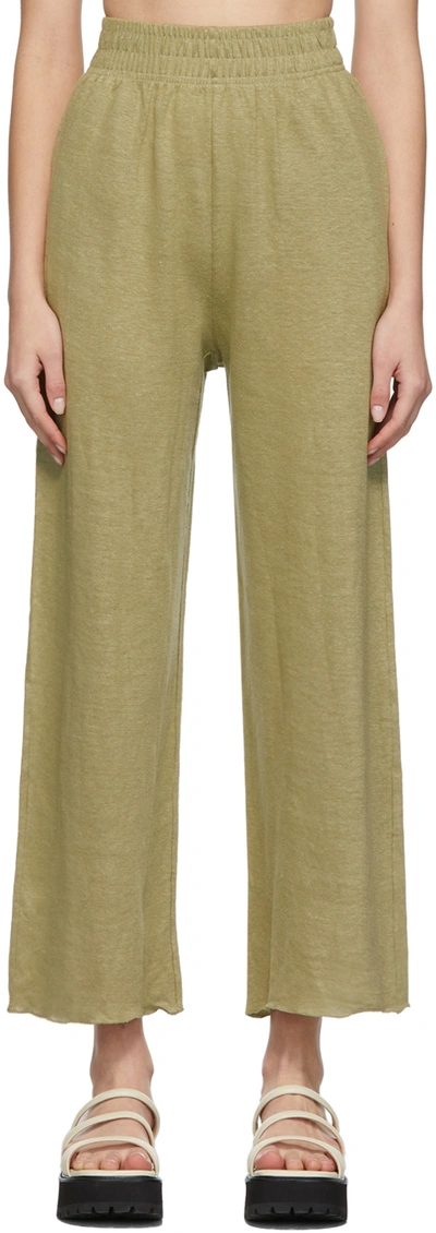 Missing You Already Green Linen Relax Lounge Pants In Olive Khaki