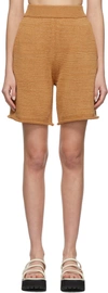 Missing You Already Tan Tape Yarn Half Pant Shorts In Camel