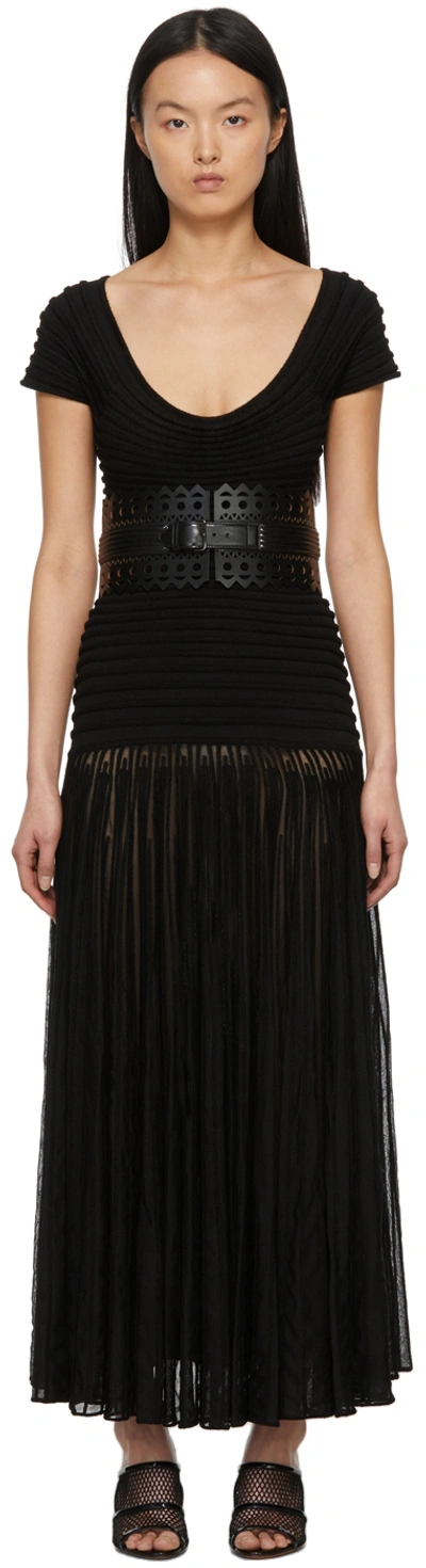 Alaïa Black Ottoman Knit Long Dress In 995 Alaia Black