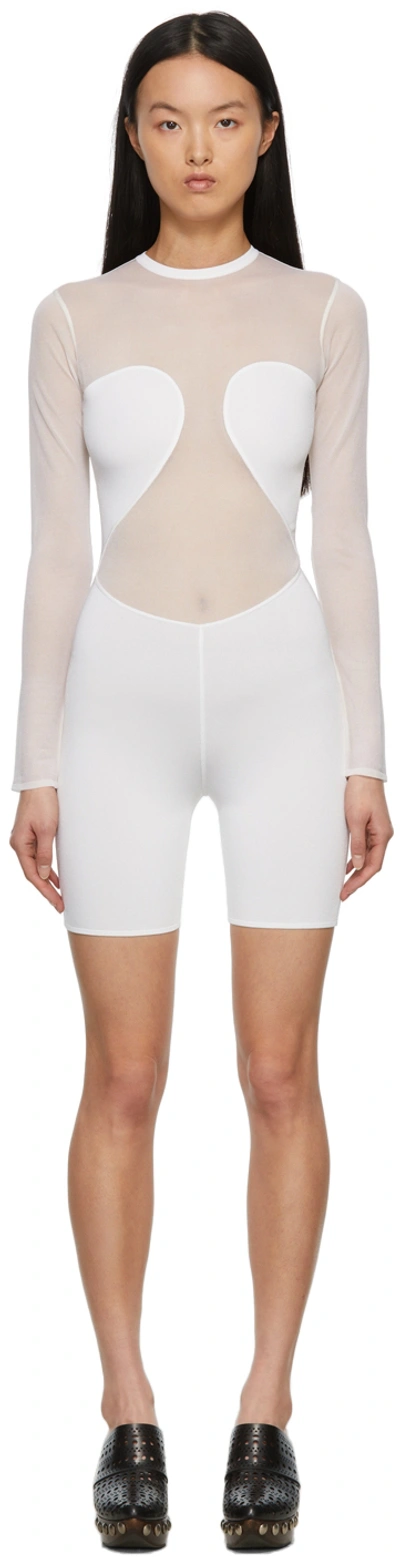 Alaïa White Sheer Short Jumpsuit In Blanc