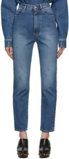 Alaïa Blue High Waist Washed Denim Jeans In 507 Bleu Je