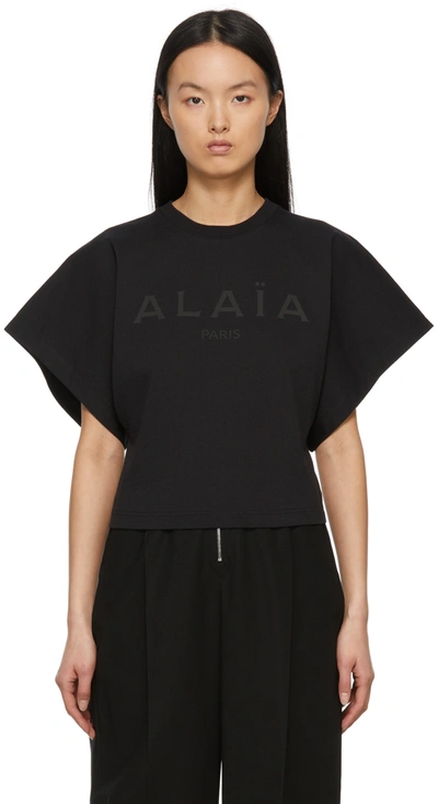 Alaïa Black Logo Printed T-shirt In Noir Noir