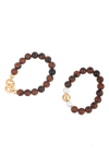 Saachi Eternity Imitation Pearl Beaded Stretch Bracelet In Brown