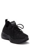 Bebe Tonal Rhinestone Sneaker In Black Fabric