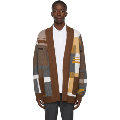 Ermenegildo Zegna Brown & Yellow Cashmere Cardigan In Md Brw Fan