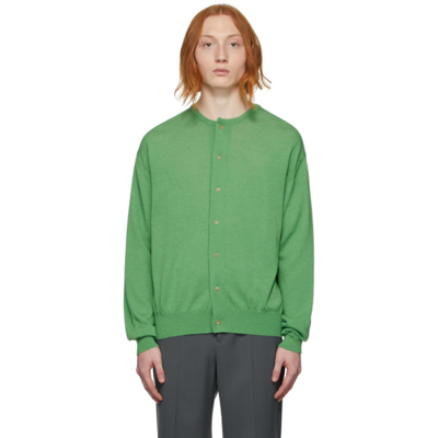 Auralee Green Cashmere Hard Twist Knit Cardigan | ModeSens Auralee Green Cashmere Hard Twist Knit Cardigan | ModeSens
