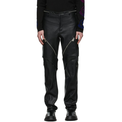 Moncler Genius Alyx Straight-leg Panelled Zip-embellished Leather Trousers In Black